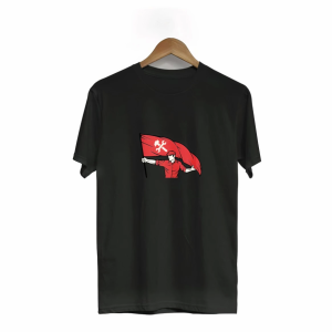 1 Mayıs Emekçilerimiz İçin Özel Tasarım Bayraklı Emekçi Baskılı T-shirt - Siyah