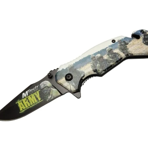 4 23 3 Army Kurtarma / Kamp Çakı 20cm - Yarı Otomatik, Kemerlikli, Cam Kırma Ve İp Kesme Aparatlı