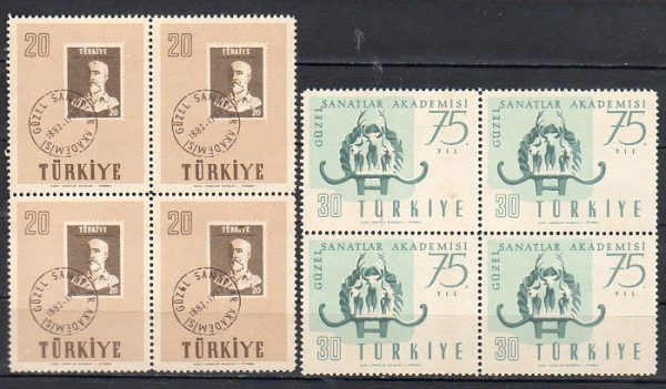 1957 Güzel Sanatlar Akademisi'nin 75. Yılı MNH Dörtlü Blok