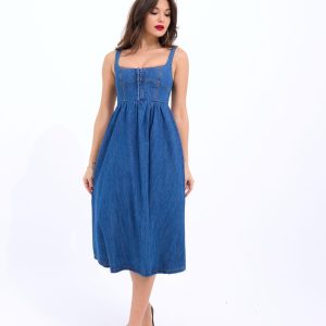 7143 KOT ELBİSE-MAVİ