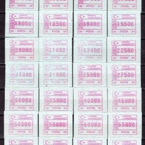 1992 Otomat Pulları - MNH - 251 Valörlük Adana 01-01
