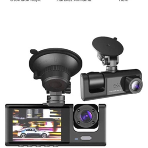 Araç İçi 1080p 3 Kameralı Lcd Ekranlı Gece Görüşlü , G-sensör , Geri Görüş Kamera