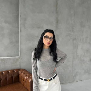 Bisiklet Yaka Uzun Kollu Crop - Gri