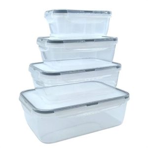 BUFFER® 4lü İç İçe Sızdırmaz Contalı Kilitli Kapaklı Plastik Erzak Saklama Kapları LC315