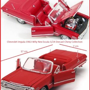 Chevrolet impala 1963 Klasik Model Araba 1:24 Diecast Koleksiyon 17x7cm Kapı Kaput Açılır