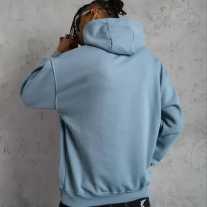 Erkek Armalı Baskılı Kapüşonlu Sweatshirt - Mavi