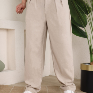 Erkek Beli Lastikli Pileli Baggy Pantolon
