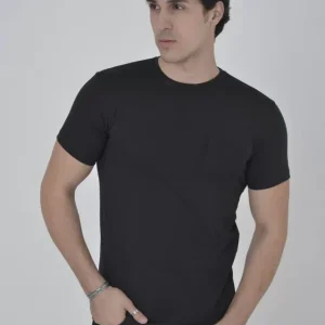 Erkek File Cepli Slim Fit T-shirt - Siyah
