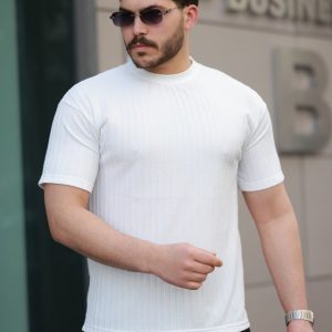 Erkek Kısa Kollu örgü Kumaş Bisiklet Yaka T-shirt