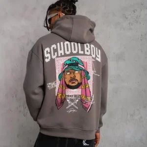 Erkek SCHOOL BOY Baskılı Kapüşonlu Sweat - Gri