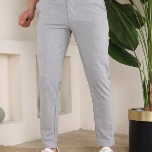 Erkek Slim Fit Likralı Bilek Boy Dilli Kumaş Pantolon