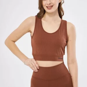 Fitilli Baskılı Crop - Kahve