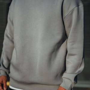 Kışlık Bisiklet Yaka Üç İplik Basic SweatShirt - Boyalı Gri