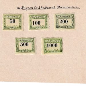 Lajtabánság 1921 Porto MarkalarıTam Pul Serisi