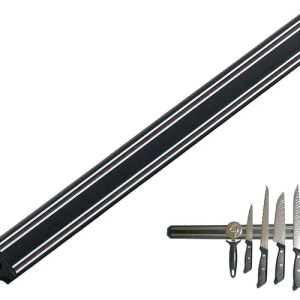 Mutfak Duvarına Monte Mıknatıslı Geniş Bıçak Tutucu Stand - 55 Cm - Siyah - Paslanmaz Çelik