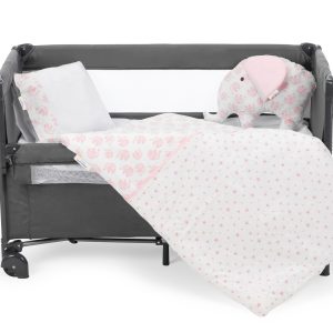 Sema Baby 6 Parça Lüks Park Yatak Bebek Uyku Seti - Pembe Fil
