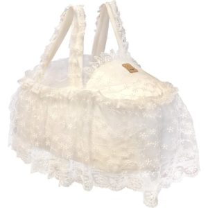 Sema Baby Fistolu Güpürlü Lüks Yenidoğan Bebek Yatağı - Ekru
