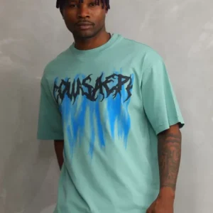 Unisex Baskılı Oversize T-Shirt - Mint Yeşili