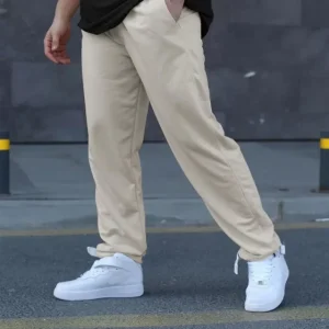 Unisex İki İplik Eşofman Altı - Bej