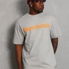 Unisex Oversize Baskılı Bisiklet Yaka T-Shirt - Gri