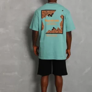 Unisex Oversize Baskılı Bisiklet Yaka T-Shirt - Mint Yeşili