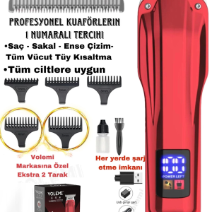 V-0087a Profesyonel Şarj Göstergeli Saç Sakal Lazer Öncesi Tüm Vücut Tıraş Makinesi